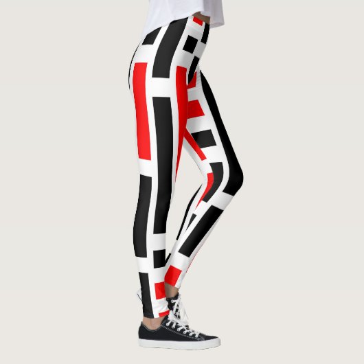 Retro Art Deco Red Black - Abstract patroonontwerp Leggings (Rechts)