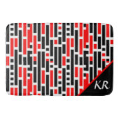 Retro Art Deco Red Black Monogram Abstract patroon Badmat (Voorkant)