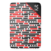 Retro Art Deco Red Black Monogram Abstract patroon Badmat (Voorkant Verticaal)