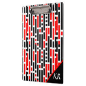 Retro Art Deco Red Black Monogram Abstract patroon Klembord (Links)