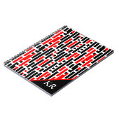 Retro Art Deco Red Black Monogram Abstract patroon Notitieboek (Linkerzijde)