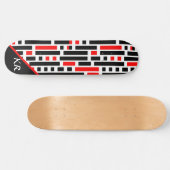Retro Art Deco Red Black Monogram Abstract patroon Persoonlijk Skateboard (Horizontaal)