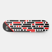Retro Art Deco Red Black Monogram Abstract patroon Persoonlijk Skateboard (Horizontaal)
