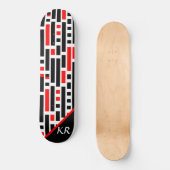 Retro Art Deco Red Black Monogram Abstract patroon Persoonlijk Skateboard (Voorkant)