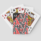 Retro Art Deco Red Black Monogram Abstract patroon Pokerkaarten (Achterkant)