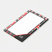 Retro Art Deco Red Black Monogram Abstract patroon Post-it® Notes (Schuin)