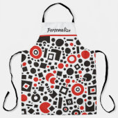 Retro Art Deco Red Black & White Geometric Pattern Schort (Voorkant)