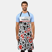 Retro Art Deco Red Black & White Geometric Pattern Schort (Gedragen)