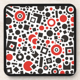 Retro Art Deco Red en Black Geometric Design 50's Bier Onderzetter