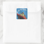 / Retro Art Deco Reisontwerp Product Vierkante Sticker (Tas)