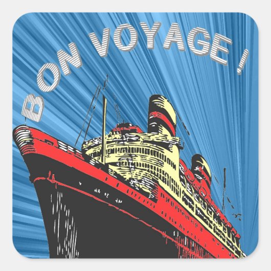 / Retro Art Deco Reisontwerp Product Vierkante Sticker (Voorkant)