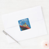 / Retro Art Deco Reisontwerp Product Vierkante Sticker (Envelop)
