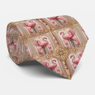 Retro Art Deco Roze Flamingo's Stropdas