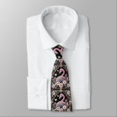 Retro Art Deco Roze Flamingo's Stropdas (Gebonden)