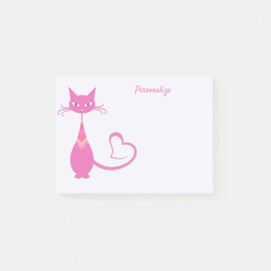Retro Art Deco Roze keramische kat op maat Post-it® Notes (Voorkant)