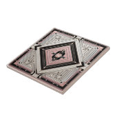 Retro Art Deco Roze Wit en Zwart Tegeltje (Zijkant)