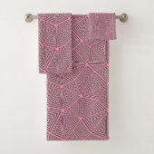 Retro Art Deco roze & zwart geometrisch patroon Bad Handdoek (Insitu)