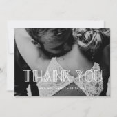 Retro art deco script bruiloft foto dank u kaart (Voorkant)