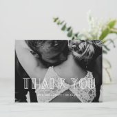 Retro art deco script bruiloft foto dank u kaart (Staand voorkant)