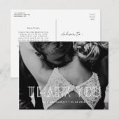 Retro art deco script trouwkaart bedankje briefkaart (Voorkant / Achterkant)