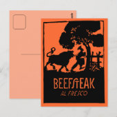 Retro art deco Steak restaurant en Briefkaart (Voorkant / Achterkant)