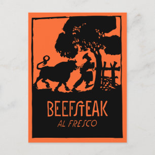 Retro art deco Steak restaurant en Briefkaart