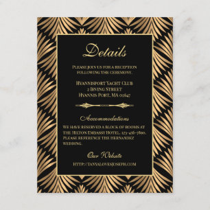 Retro Art Deco Trouwdetails Grote Gatsby Informatiekaartje