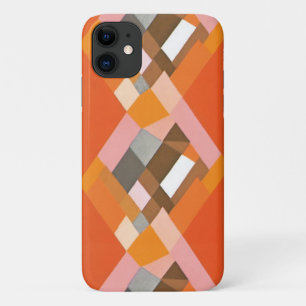 Retro Art Deco Vintage Jazz Oranje Diamant Patroon iPhone 11 Hoesje