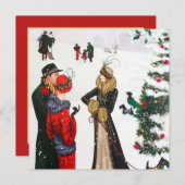 retro Art deco vintage kerst Feestdagenkaart (Voorkant / Achterkant)