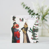 retro Art deco vintage kerst Feestdagenkaart (Staand voorkant)