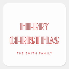 Retro art deco Vrolijk kerstfeest Vierkante Sticker