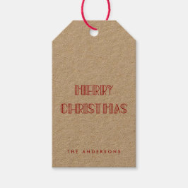 Retro art deco Vrolijk kerstkraft Cadeaulabel