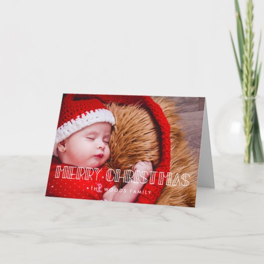 Retro Art Deco Vrolijke Kerstfoto Feestdagen Kaart (Voorkant)