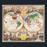 Retro Art Deco Wereldkaart Poster<br><div class="desc">Verander je muur in een paspoort. Deze vintage Art Deco picturale wereldkaart combineert dubbele hemisfeer-cartografie, warme crèmekleuren en terracotta tinten en geïllustreerde ontdekkingsreizigers tot één krachtige uitspraak. Het wekt reislust op, voedt de nieuwsgierigheid en geeft je interieur een upgrade met oude-wereld-elegantie.</div>