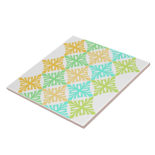 Retro art deco zomercitruspunctie tegeltje (Zijkant)