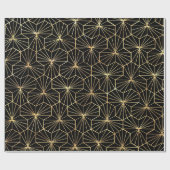 Retro Art Deco zwart gouden geometrisch patroon Cadeaupapier (Vlak)