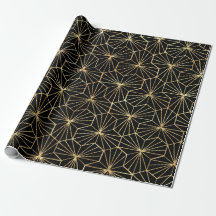 Retro Art Deco zwart gouden geometrisch patroon