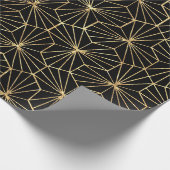 Retro Art Deco zwart gouden geometrisch patroon Cadeaupapier (Hoek)