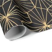 Retro Art Deco zwart gouden geometrisch patroon Cadeaupapier (Rol Hoek)