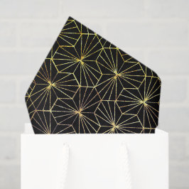 Retro Art Deco zwart gouden geometrisch patroon Tissuepapier