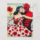 Retro Art Devil met balletdanser Poppy Jurk Briefkaart (Voorkant)