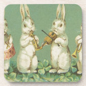 Retro Art Easter Bunny Bunnies Orchestra Bier Onderzetter (Voorkant)