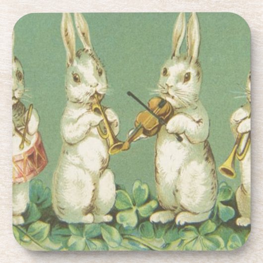  Retro Art Easter Bunny Bunnies Orchestra Bier Onderzetter (Voorkant)