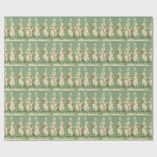  Retro Art Easter Bunny Bunnies Orchestra Cadeaupapier (Vlak)