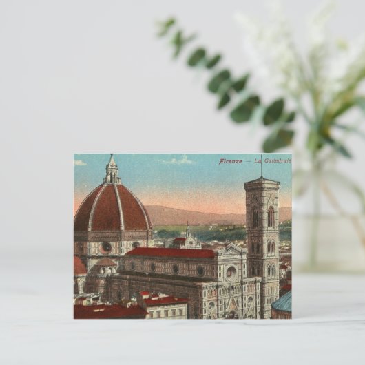 Retro Art Firenze Italië Kathedraal Briefkaart (Staand voorkant)