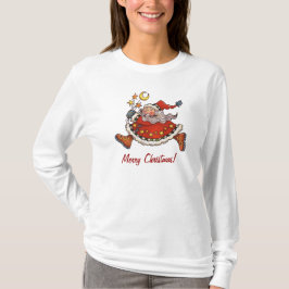 Retro Art Funny Running Santa T-Shirt