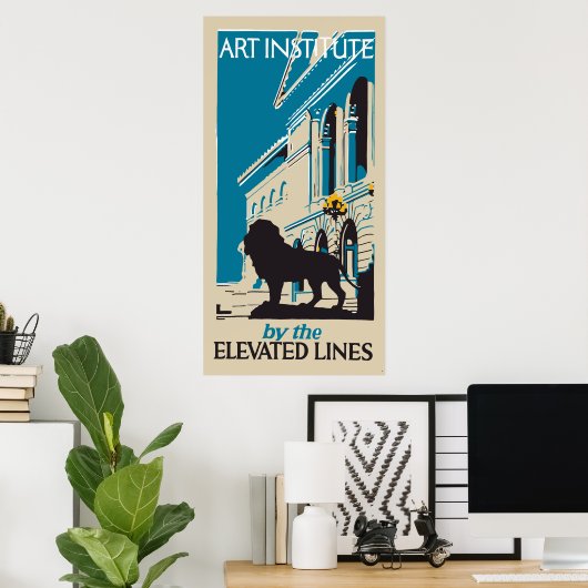 Retro art institute Chicago vertical banner ad Poster (Thuiskantoor)