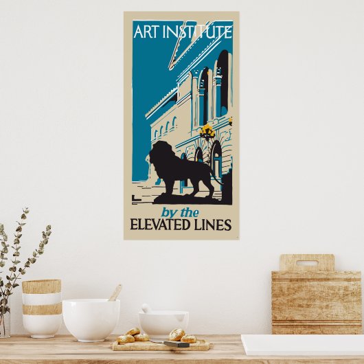 Retro art institute Chicago vertical banner ad Poster (Keuken)