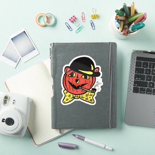 Retro Art Jack-O-Lantern Kat Halloween Pompoen Sticker (iPad Cover)