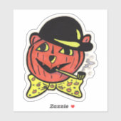 Retro Art Jack-O-Lantern Kat Halloween Pompoen Sticker (Vel)